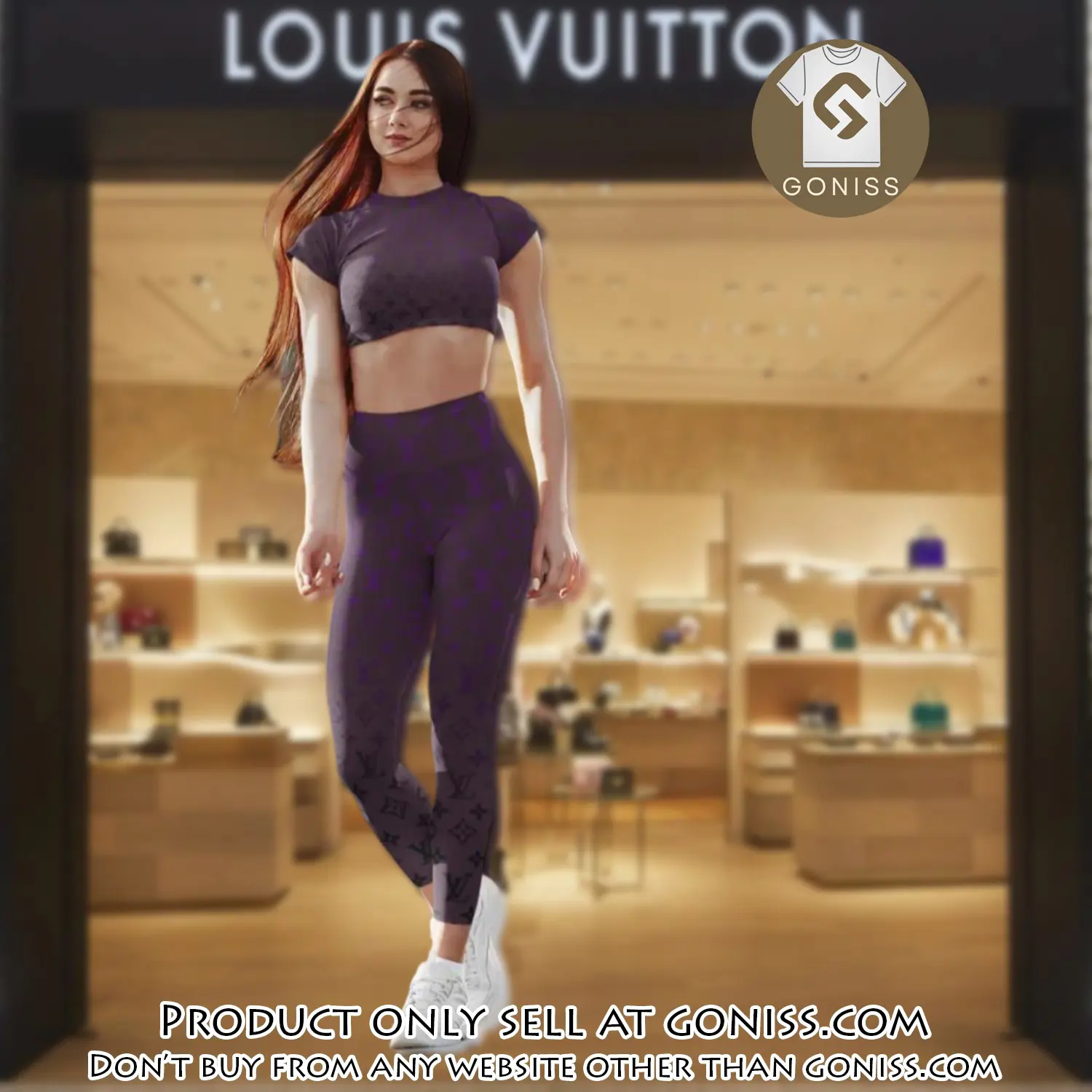 Purple brown louis vuitton luxury sportwear combo luxury brand crop top tshirt and legging for women ctl1035 gn0819251